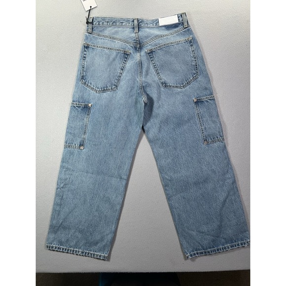 Re/Done Size 26 (32x26) The Shortie Jean Ankle Length Cargo Pocket Hacienda Blue - Picture 13 of 16
